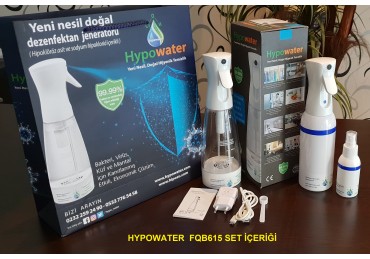 Hypowater FQB615 Taşınabilir Elektrolize Dezenfekte Edici Hijyen Su (Hipokloröz asit içerikli) Üretim Cihazı (400ml-USB besleme-Mikropartiküler sprey başlık) 